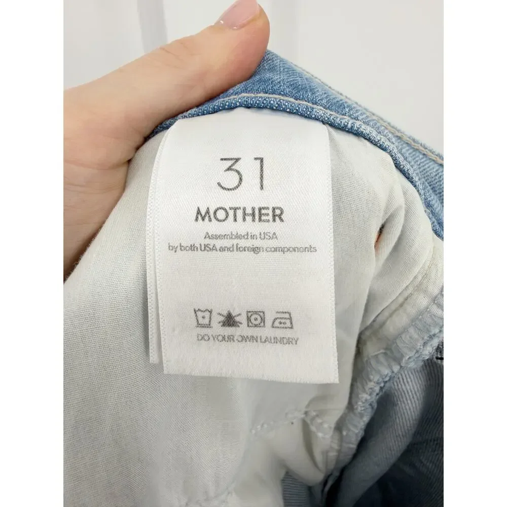 MOTHER Jeans Kick It Ankle Fray Light Blue Wash Straight Leg Ankle Denim NWT 31 - Picture 10 of 13